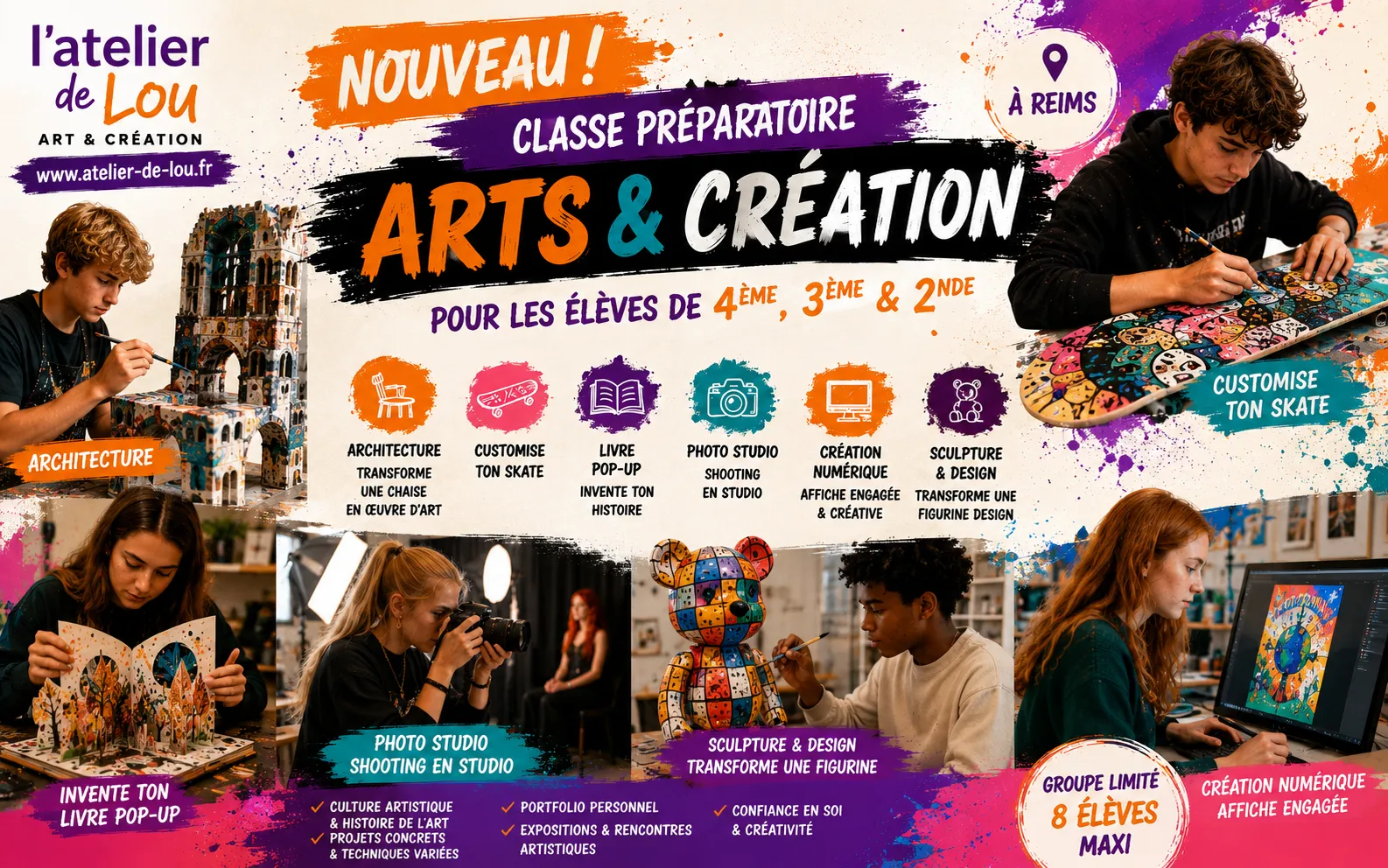 Classe préparatoire arts et création pour adolescents à Reims à l'Atelier de Lou