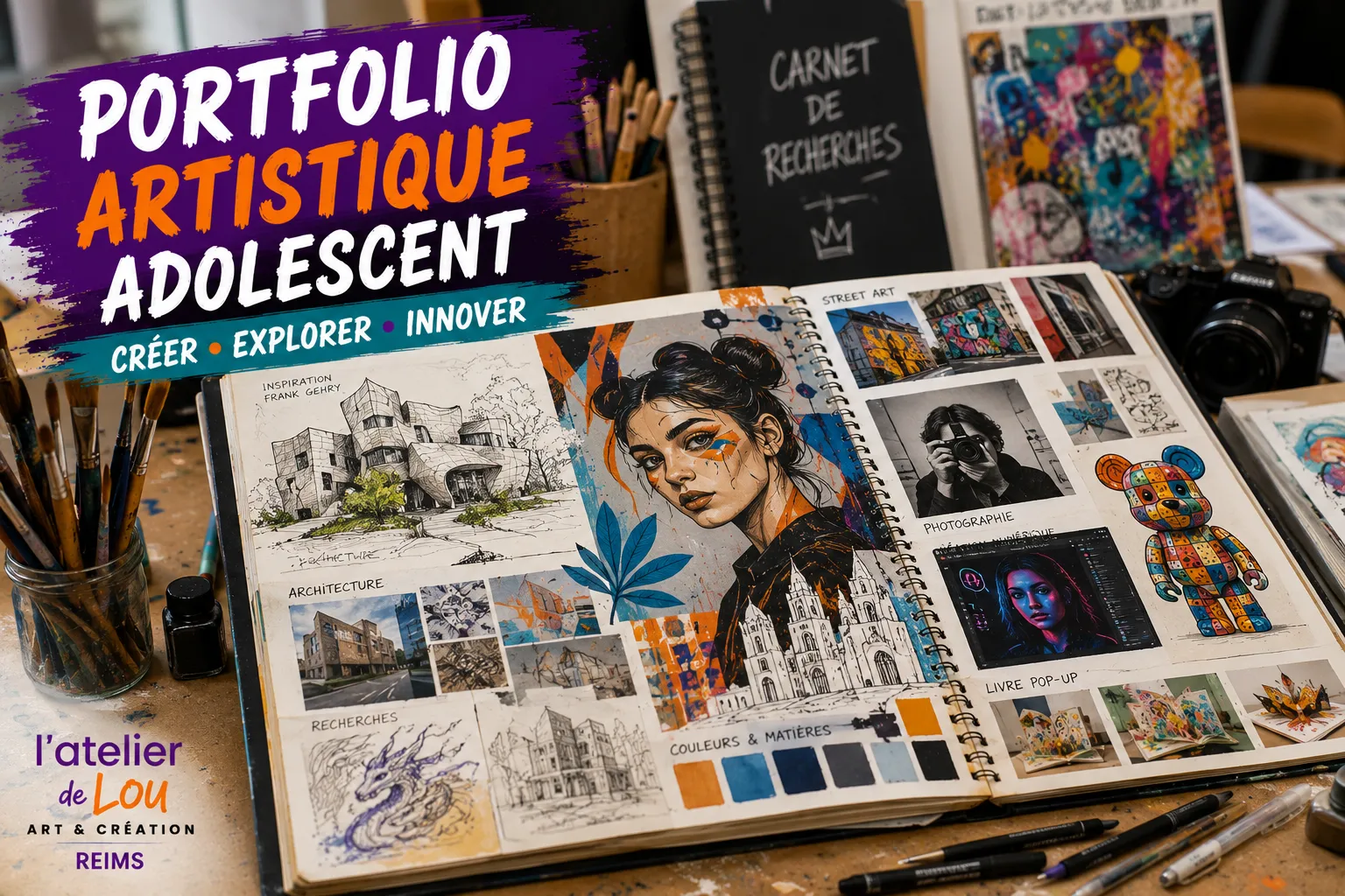Portfolio artistique réalisé par un adolescent à Reims