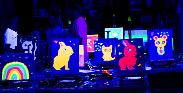 Anniversaire original à Reims : peinture fluo dans le noir